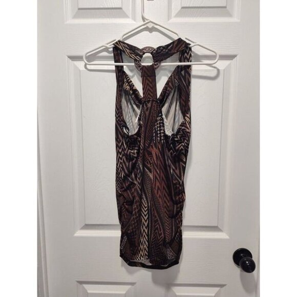 Ricki's Sz Medium‎ Snakeskin print V-Neck Sleeveless Top W/ Rucheing At Waist - Picture 2 of 12